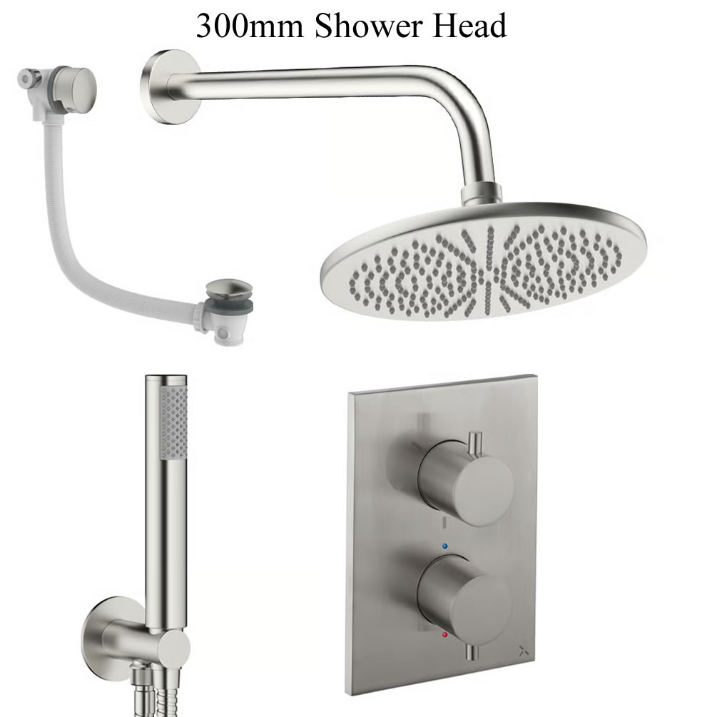 Cutout image of Crosswater Crossbox Brushed Nickel Triple Outlet Shower Bath Set