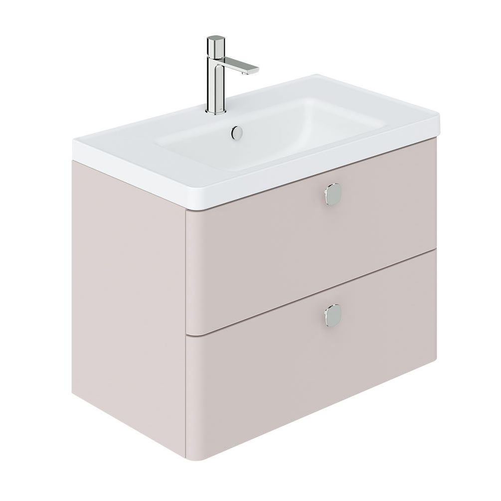 Vado Cameo 800mm Pink Clay Wall Hung 2 Drawer Vanity Unit