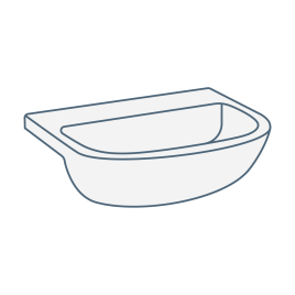 iconography image of a curved or d-shaped bathroom sink / basin