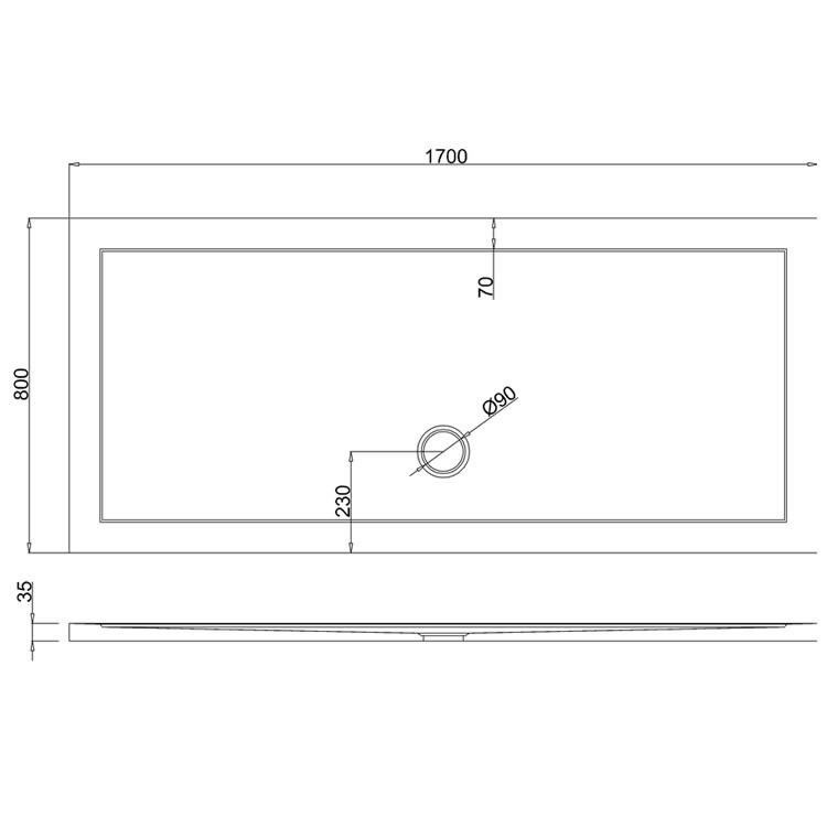 Zamori 35mm Rectangular 1700mm x 800mm Shower Tray Sanctuary Bathrooms