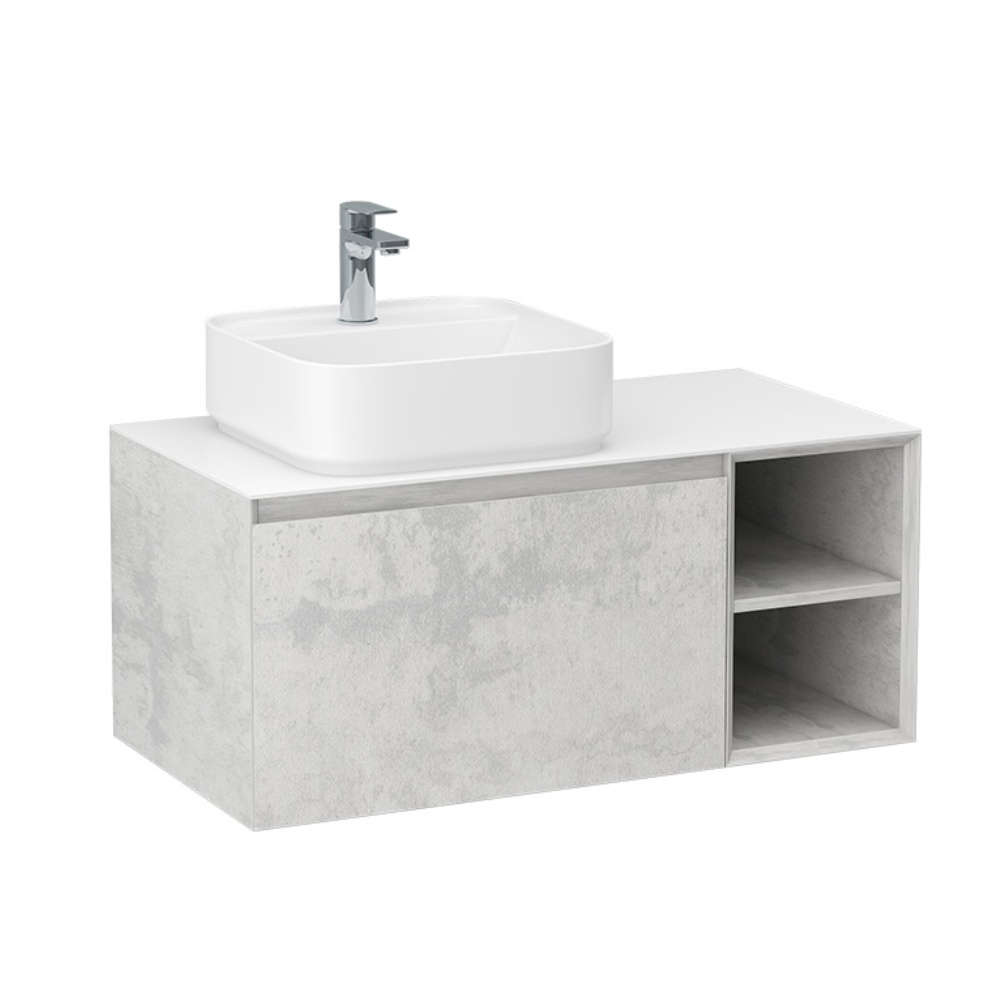 Imex Ravine Natural Stone 900mm Wall Mounted Single Drawer Vanity Unit Cut Out