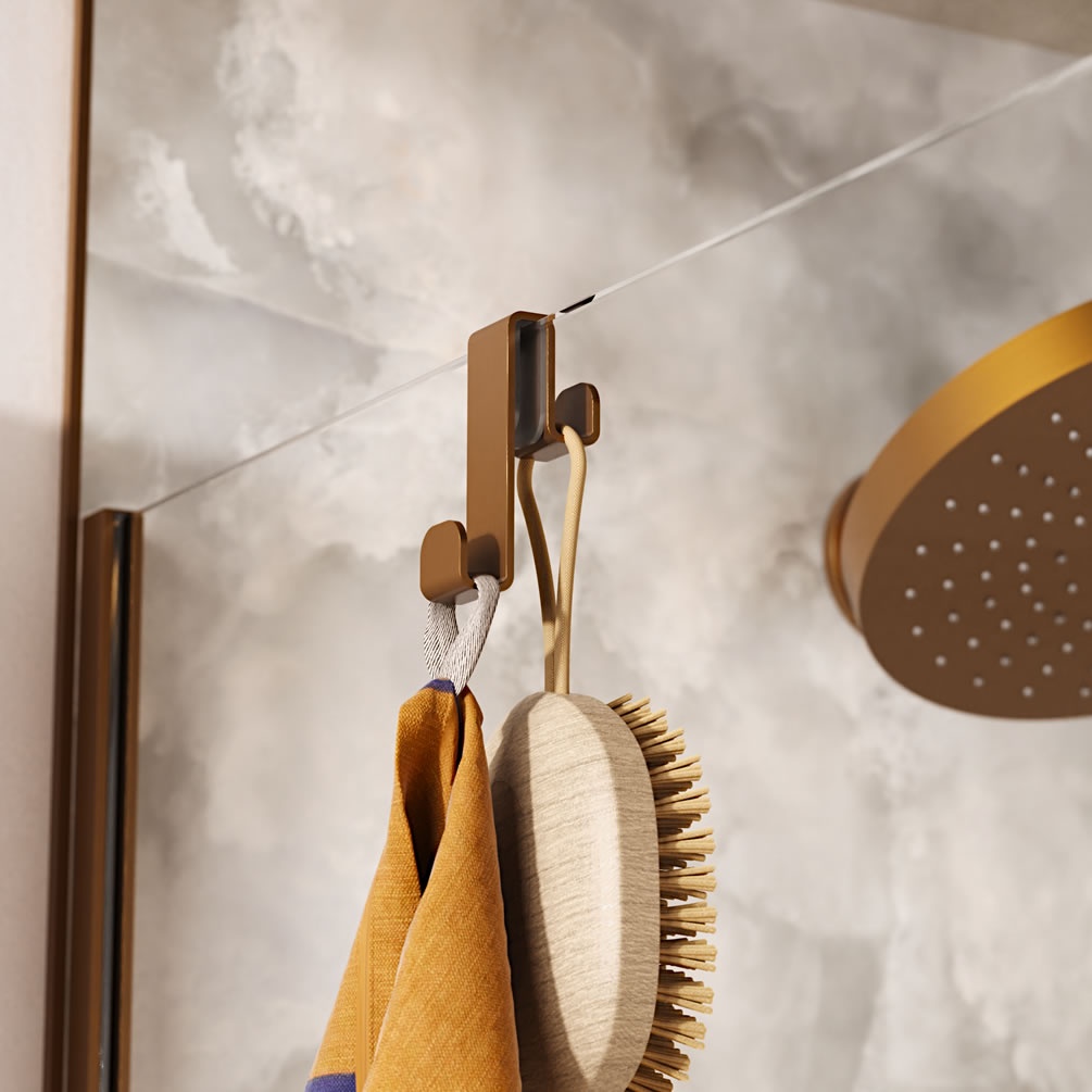 Lifestyle image of Crosswater Fold Brushed Bronze Double Shower Hook