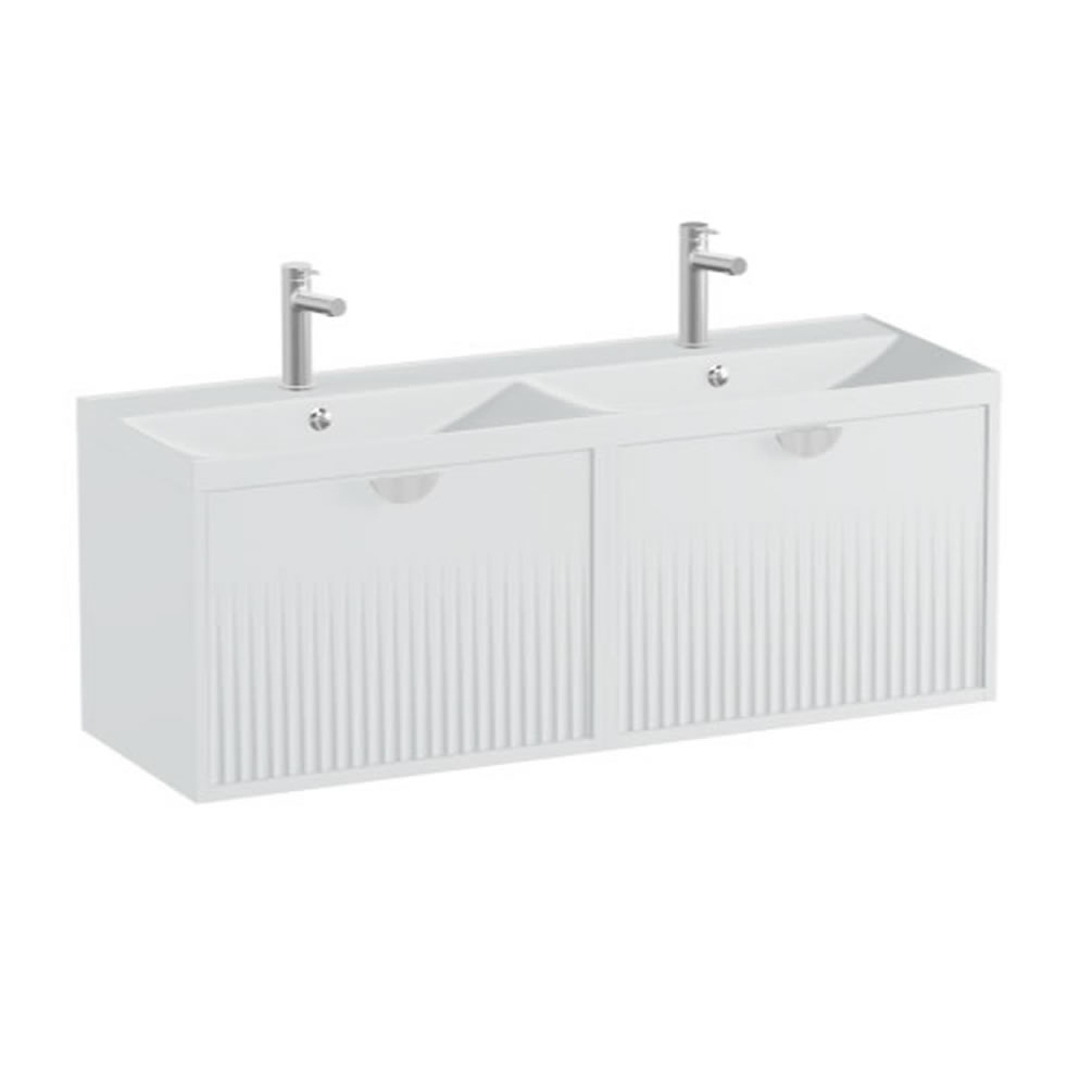 Vado Safari Fluted 1200mm Arctic White Wall Hung Vanity Unit & Mineral Basin
