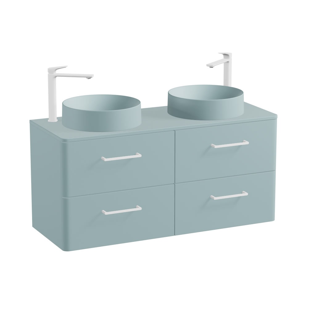 Vado Cameo 1200mm Cove Blue Wall Hung 4 Drawer Vanity Unit, Worktop & Basin