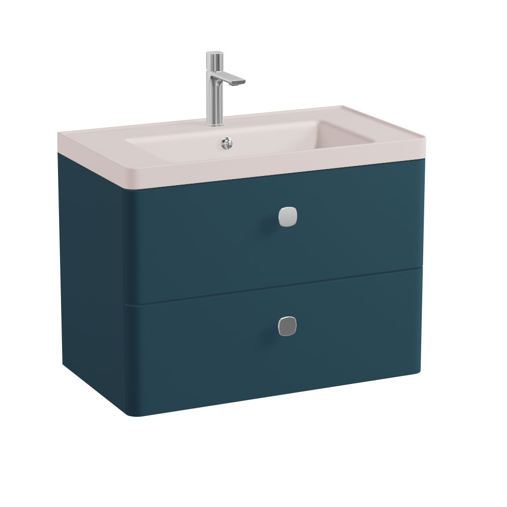Vado Cameo 800mm Atlantic Blue Wall Mounted Vanity Unit With Pink Clay Basin