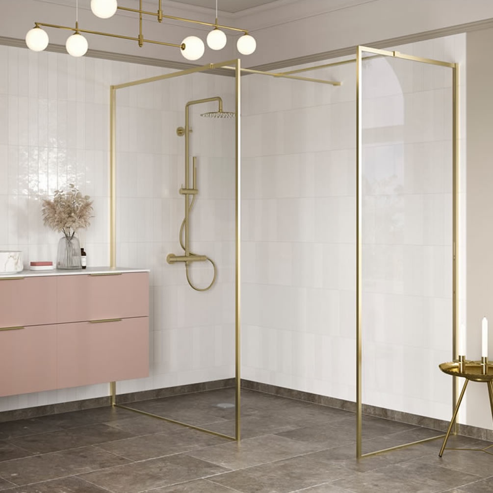 Apex 700mm Brushed Brass 8mm Wetroom Screen