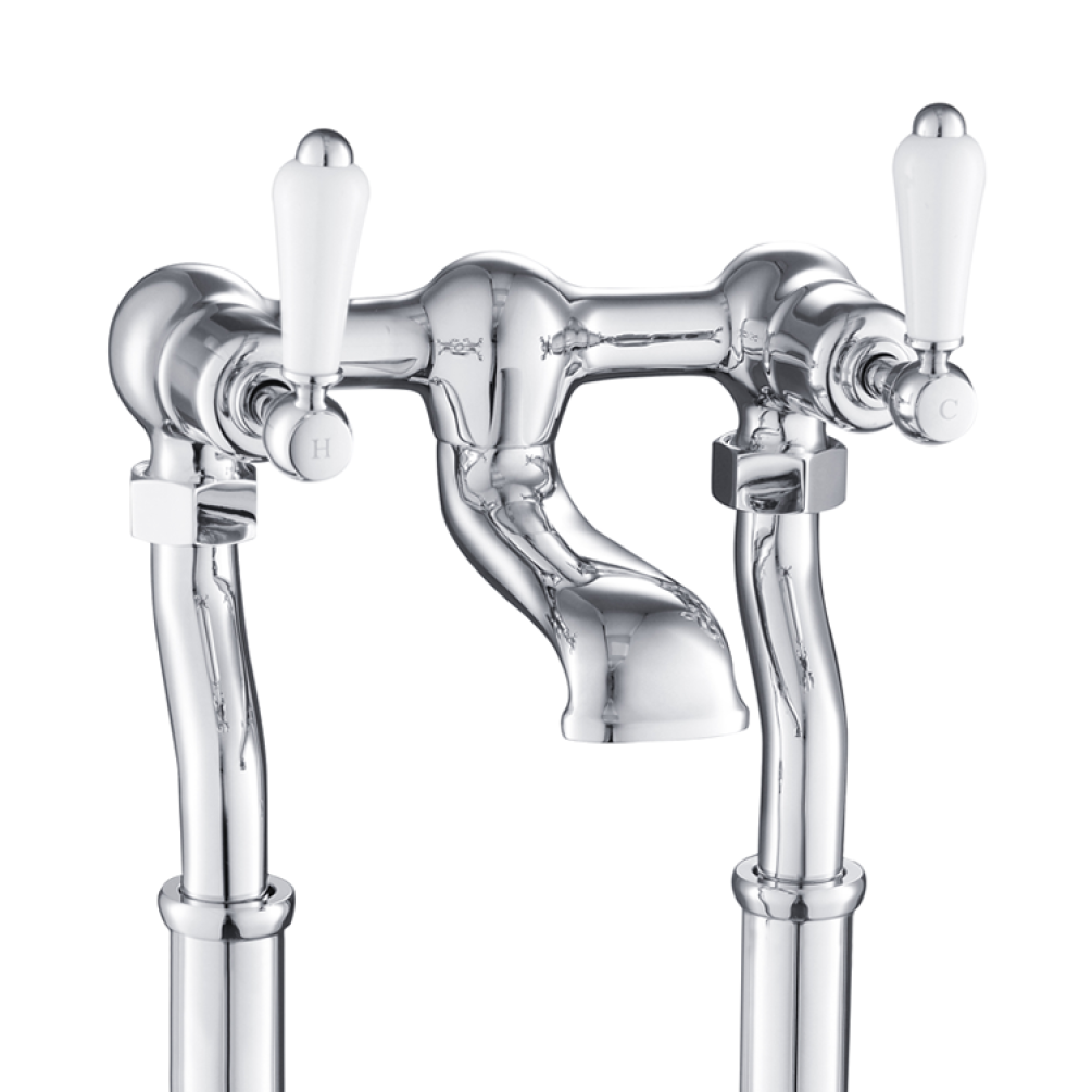 Photo of JTP Grosvenor Lever Chrome Floorstanding Bath Filler - White Lever Cutout