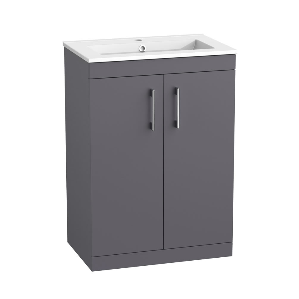Tavistock Kew 600mm Matt Storm Grey Freestanding Vanity Unit & Basin
