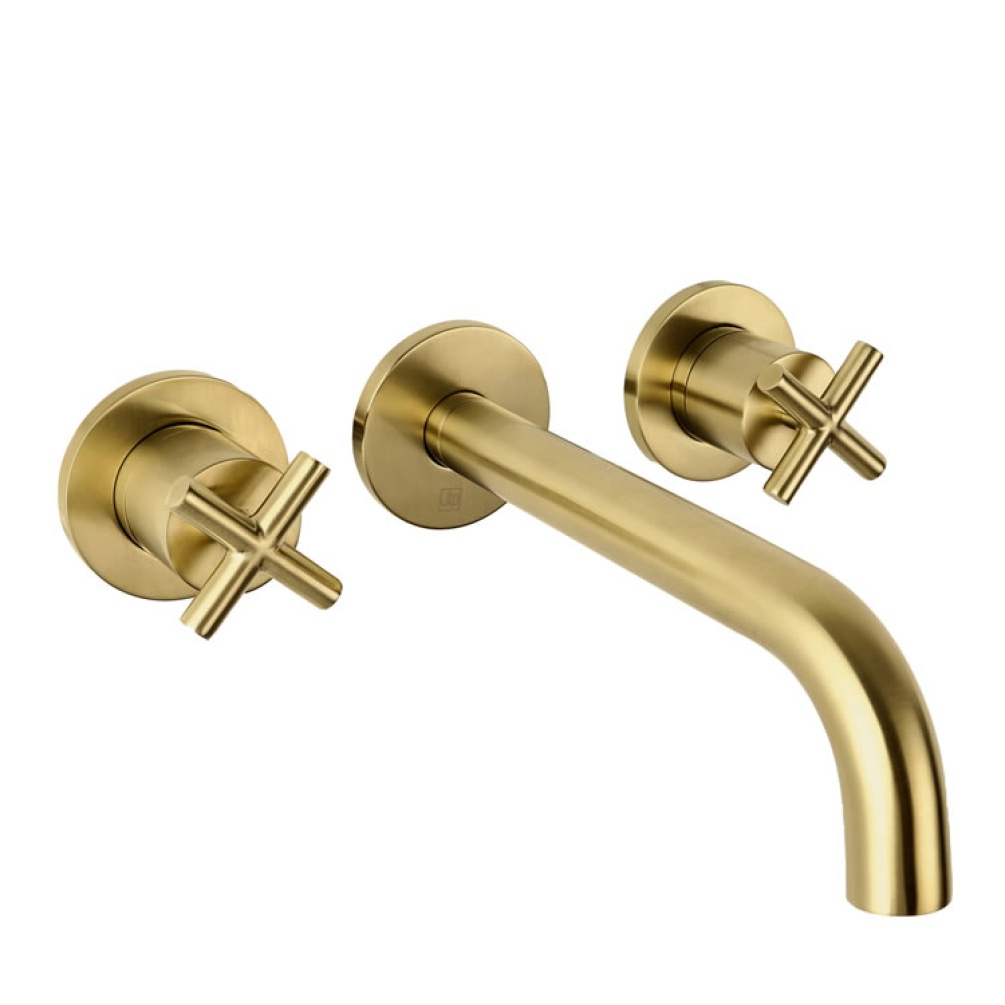 JTP Solex Brushed Brass Wall Mounted Basin Mixer