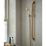 Booth & Co. Axbridge Brushed Brass/White Slide Rail Shower Kit - Lifestyle Image