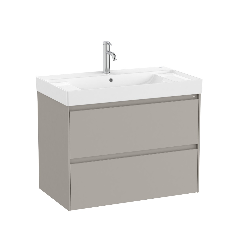 Cut Out Image of Roca Ona 800mm x 460mm Sand Grey Wall Hung Vanity Unit & Basin
