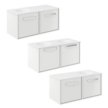 Cutout image of Crosswater Infinity 1000mm Matt White Wall-Hung Vanity Unit & Basin