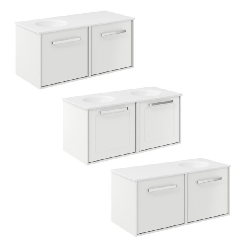 Crosswater Infinity 1000 Matt White Wall Vanity Unit & Basin Sanctuary Bathrooms
