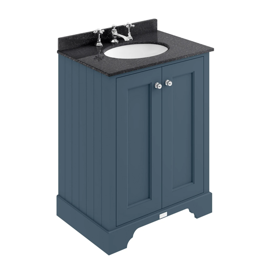 Photo of Bayswater Stiffkey Blue 600mm 2 Door Vanity Unit & Black Worktop