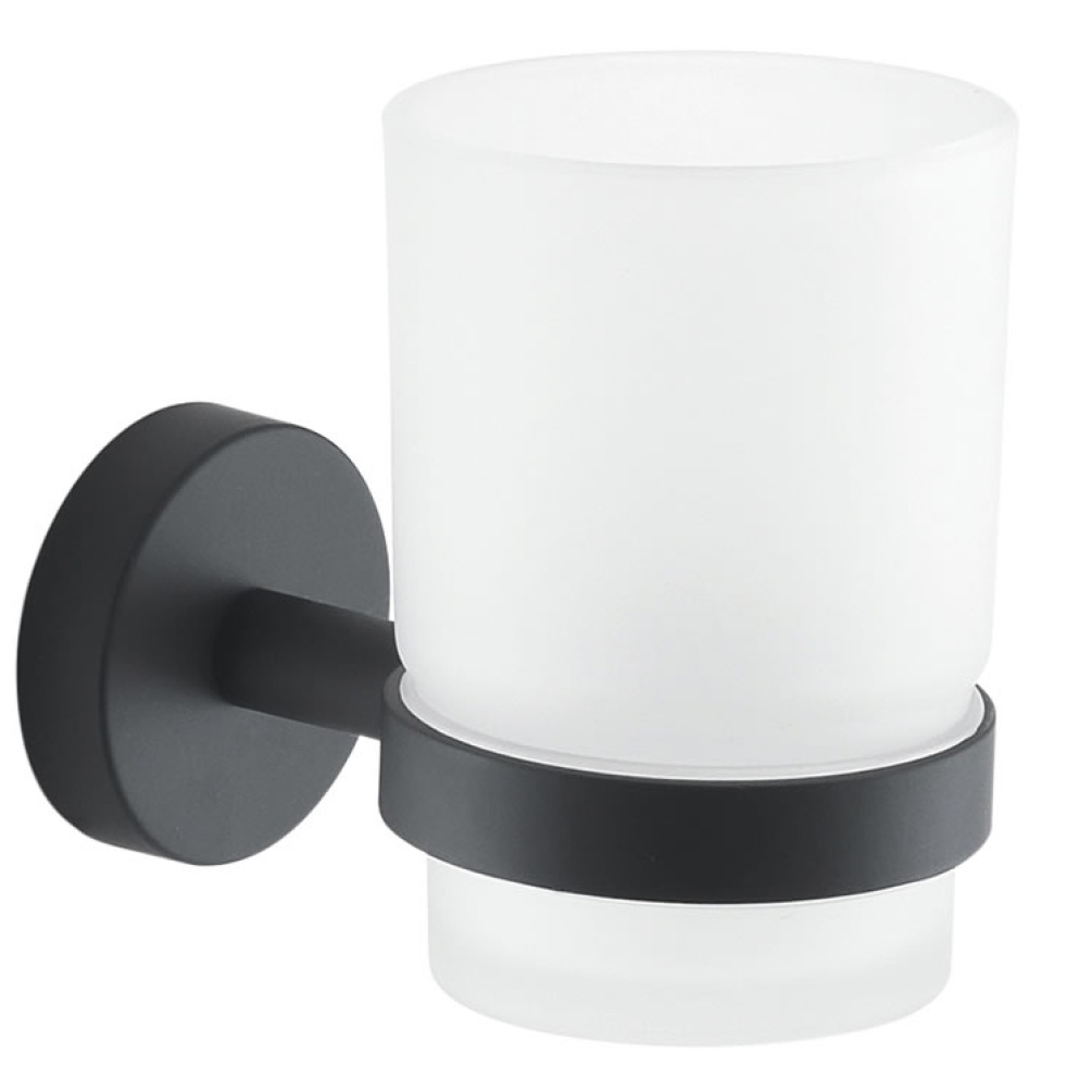 Cutout image of Origins Living Gedy Eros Tumbler Holder matt black.