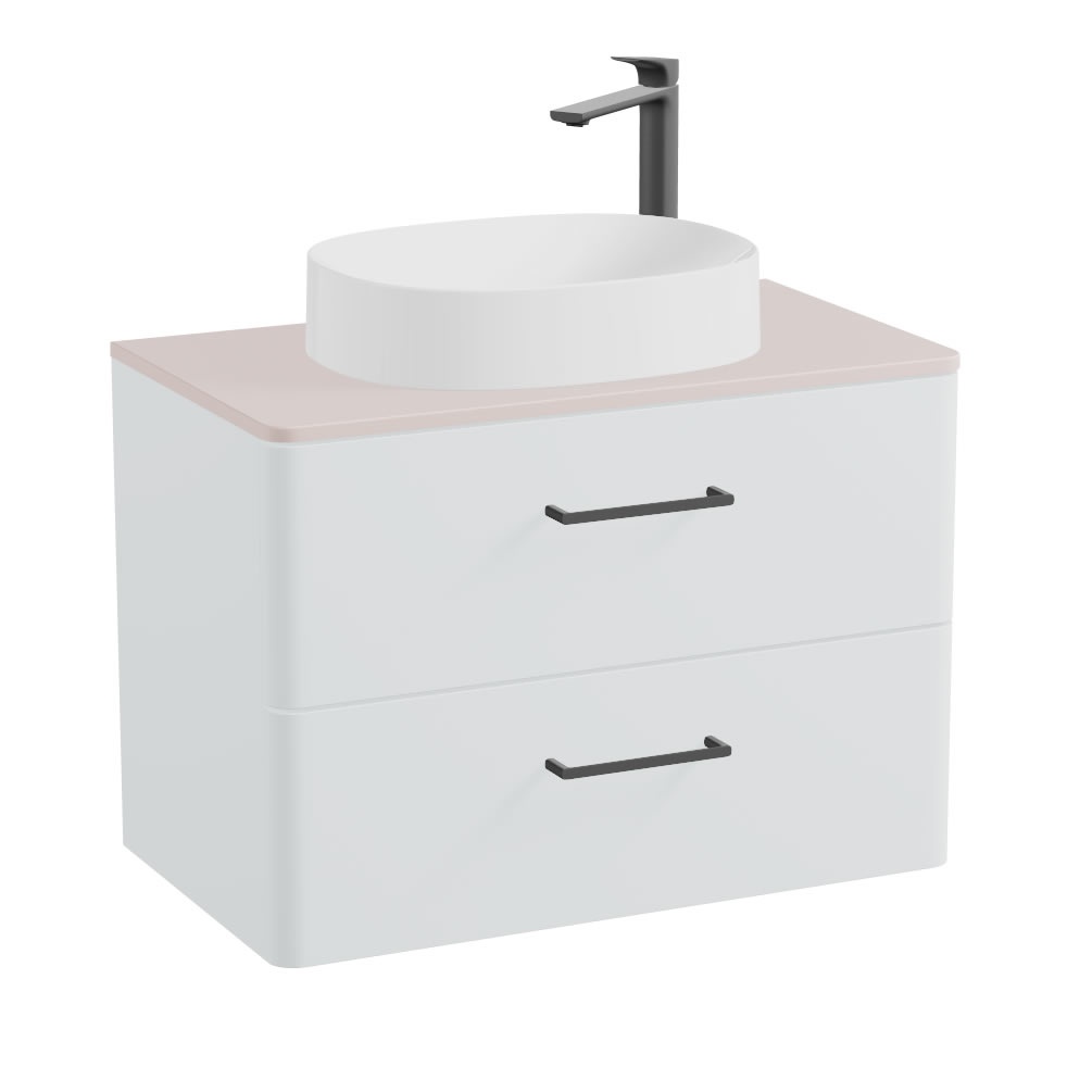 Vado Cameo 800mm Arctic White Wall Hung 2 Drawer Vanity Unit, Worktop & Basin