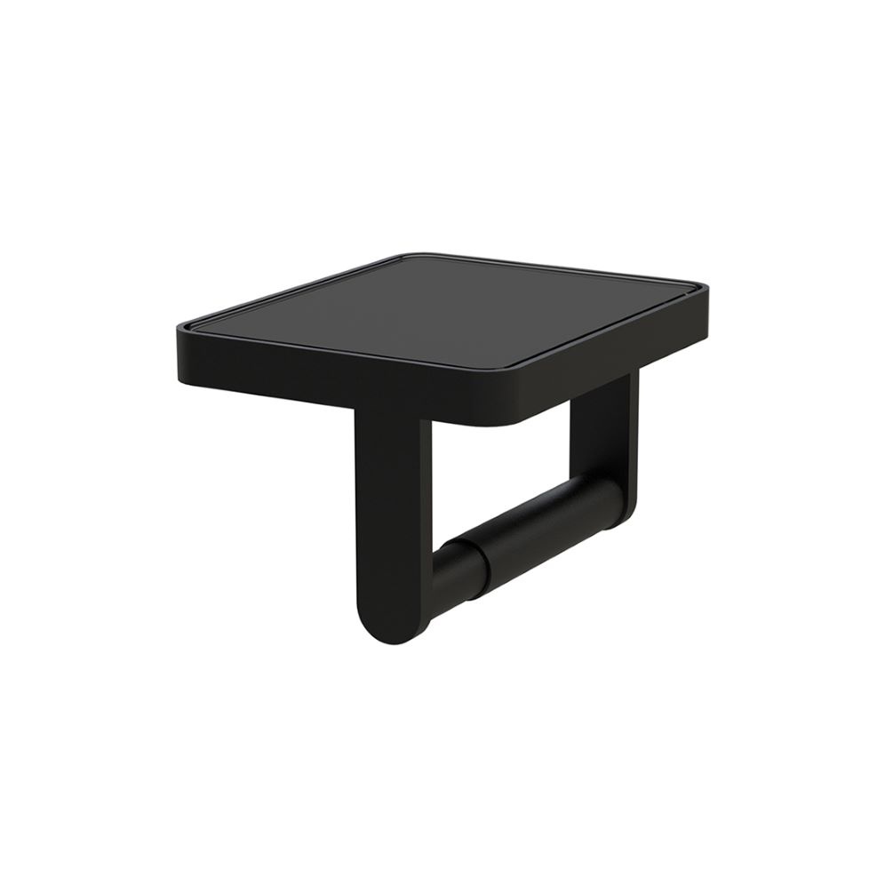 Cut out image of Vado Cameo Muse Matt Black Paper Holder with Black Glass