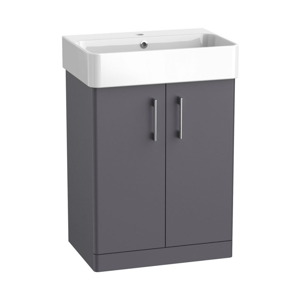 Tavistock Arlo 600mm Matt Storm Grey Freestanding Vanity Unit & Basin