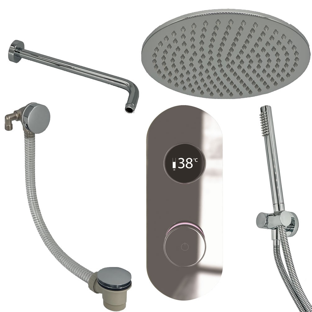 Cutout image of TED TOGO Chrome Triple Outlet Digital Shower Bath Set