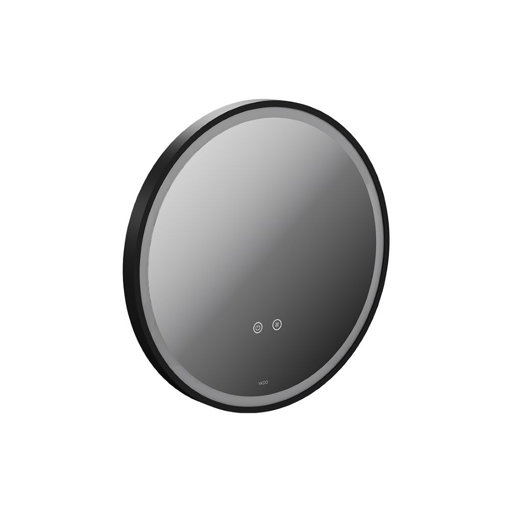 Cut out image of Vado Cameo 500mm Illuminated Round Matt Black Mirror