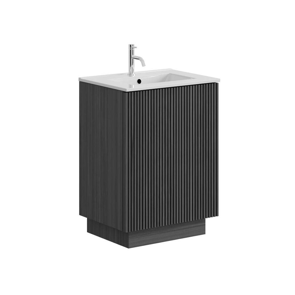 Crosswater Limit Steelwood 600mm Floorstanding Vanity Unit & Ceramic Basin