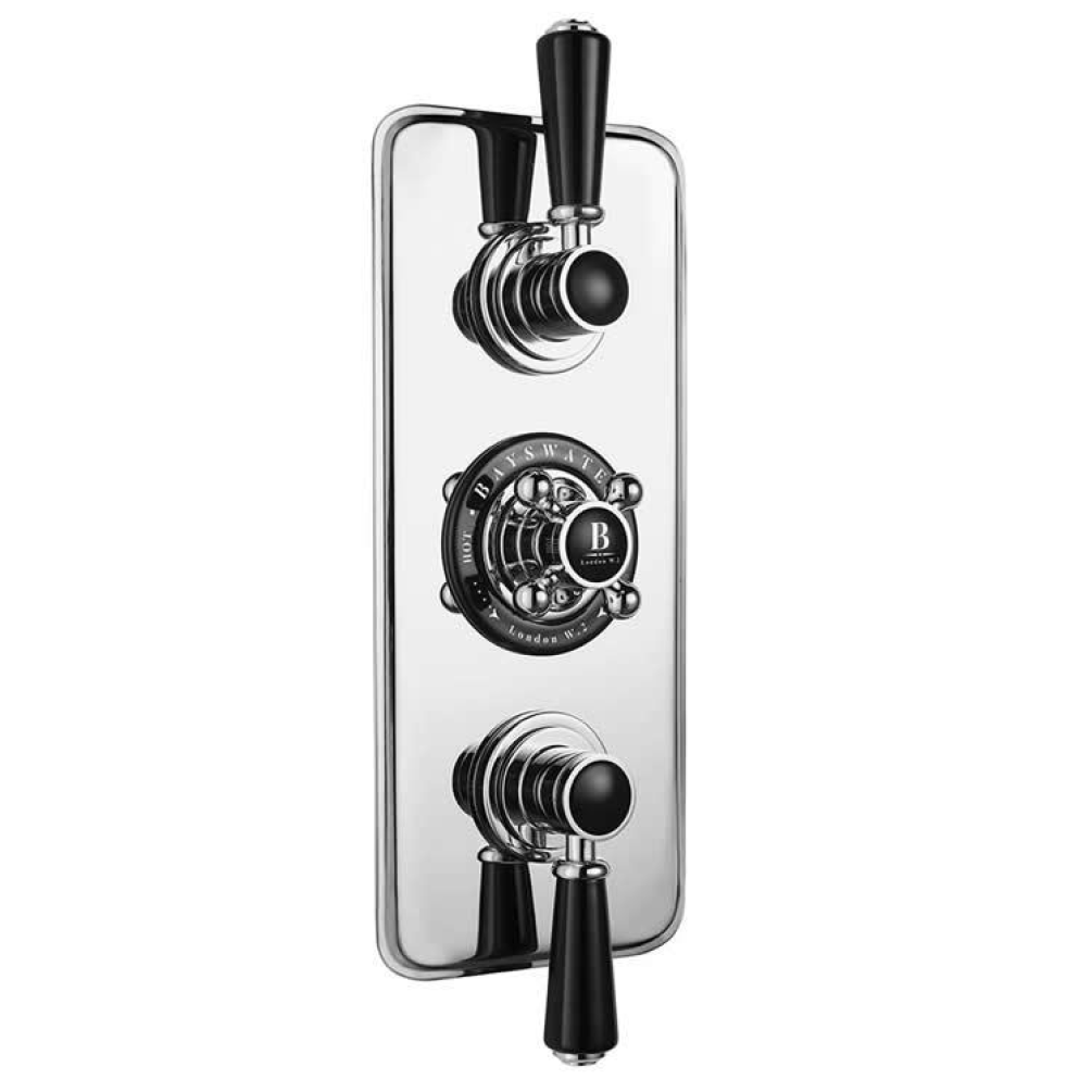 Photo of Bayswater Black & Chrome Triple Outlet Concealed Shower Valve with Diverter