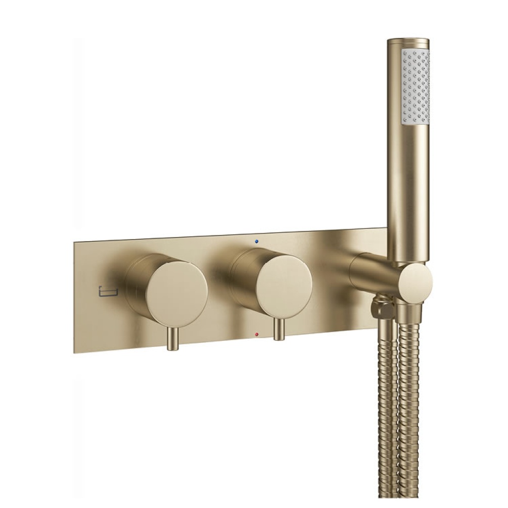 Crosswater MPRO Brushed Brass Thermostatic Bath Shower Valve with Kit - Image 1