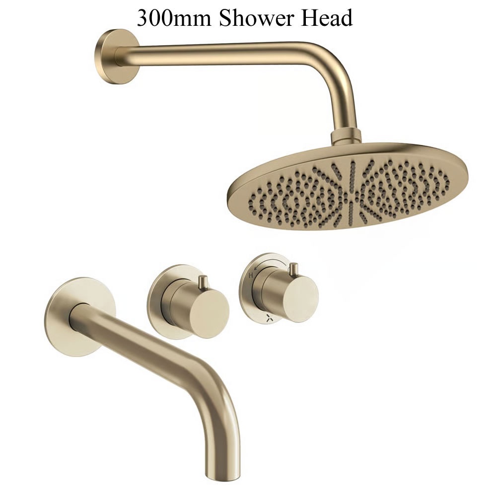 Cutout image of Crosswater Module Brushed Brass Dual Outlet Rainfall Shower Bath Set