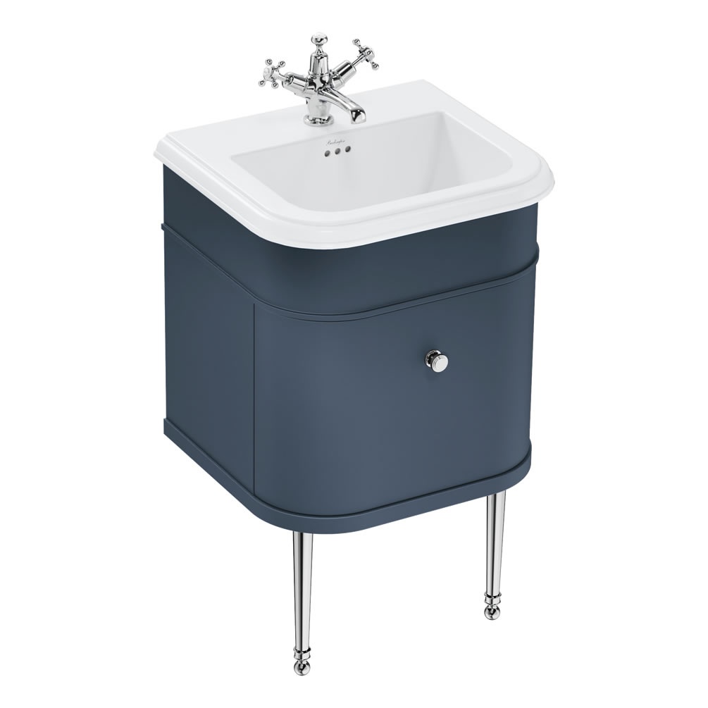 Burlington Chalfont 550mm Blue Vanity Unit, Ceramic Basin & Chrome Legs