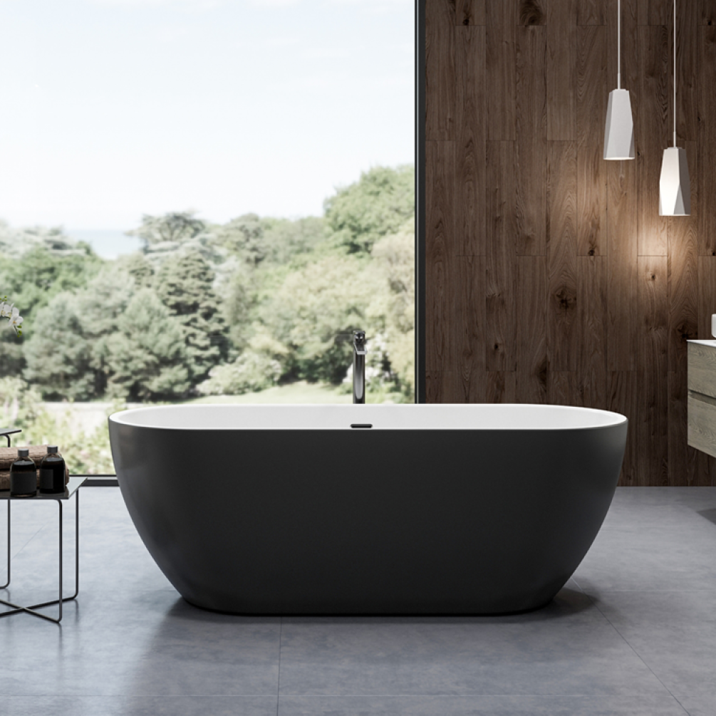 Photo of Charlotte Edwards Belgravia Matt Black 1700mm Freestanding Bath 1