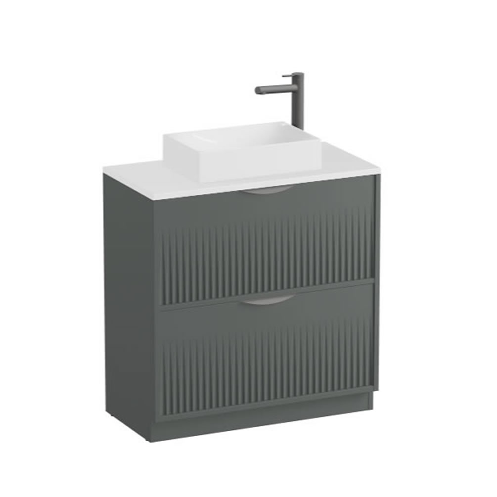 Vado Safari Fluted 800mm Charcoal Grey Floorstanding Vanity Unit & Gloss Worktop