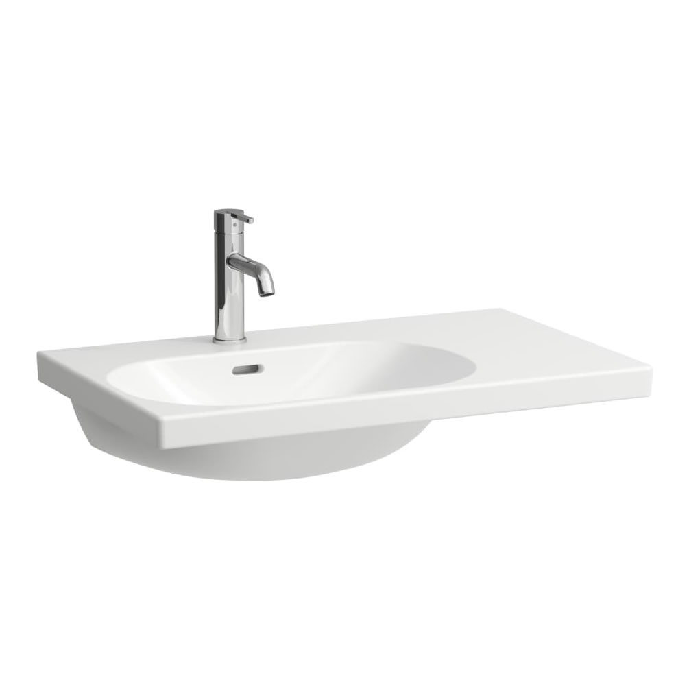 Cutout image of Laufen Lani Wild Oak 750mm Wall-Hung Vanity Unit & Basin right-side basin