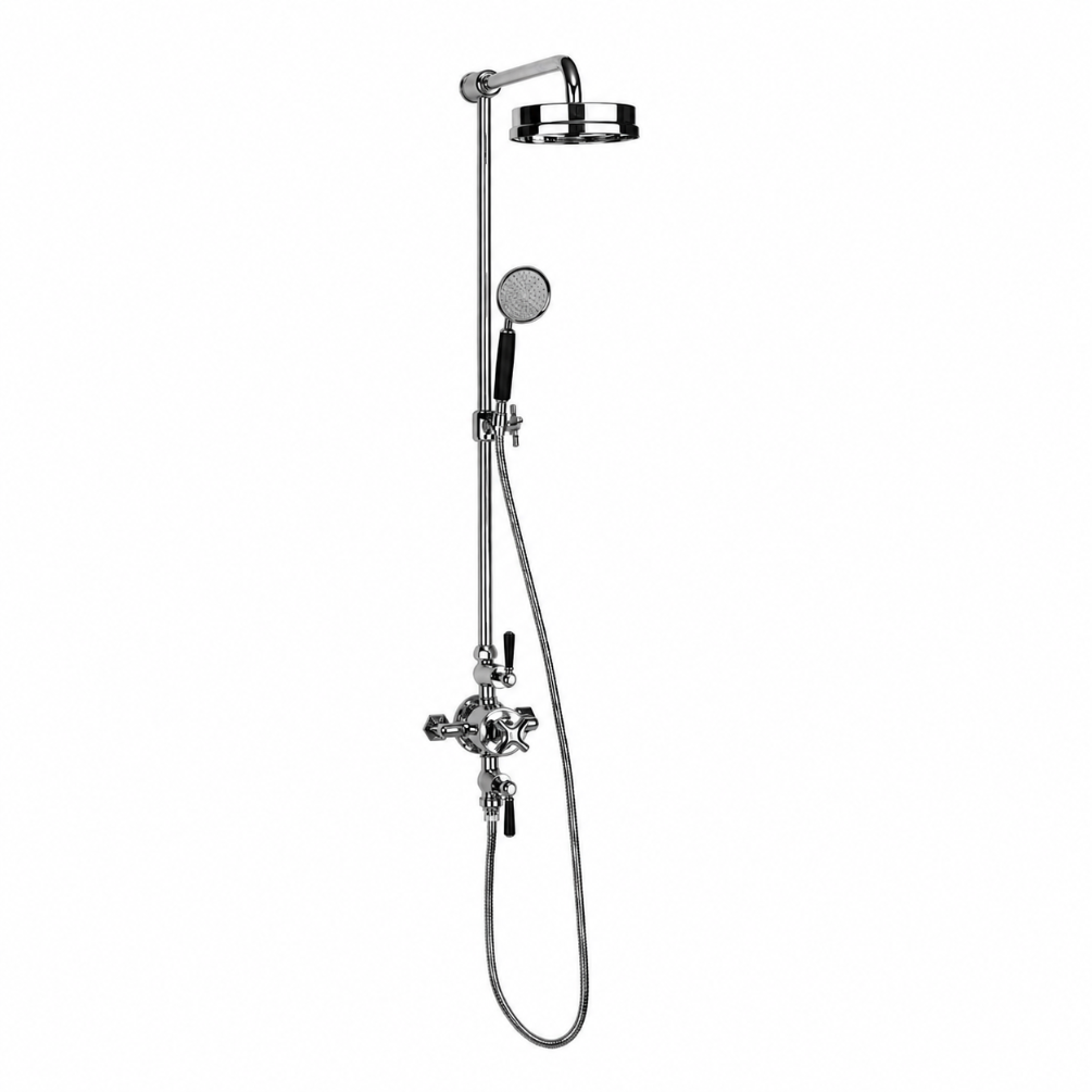 Cut out image of the Crosswater Waldorf Chrome Thermostatic Shower Column with Black Handles
