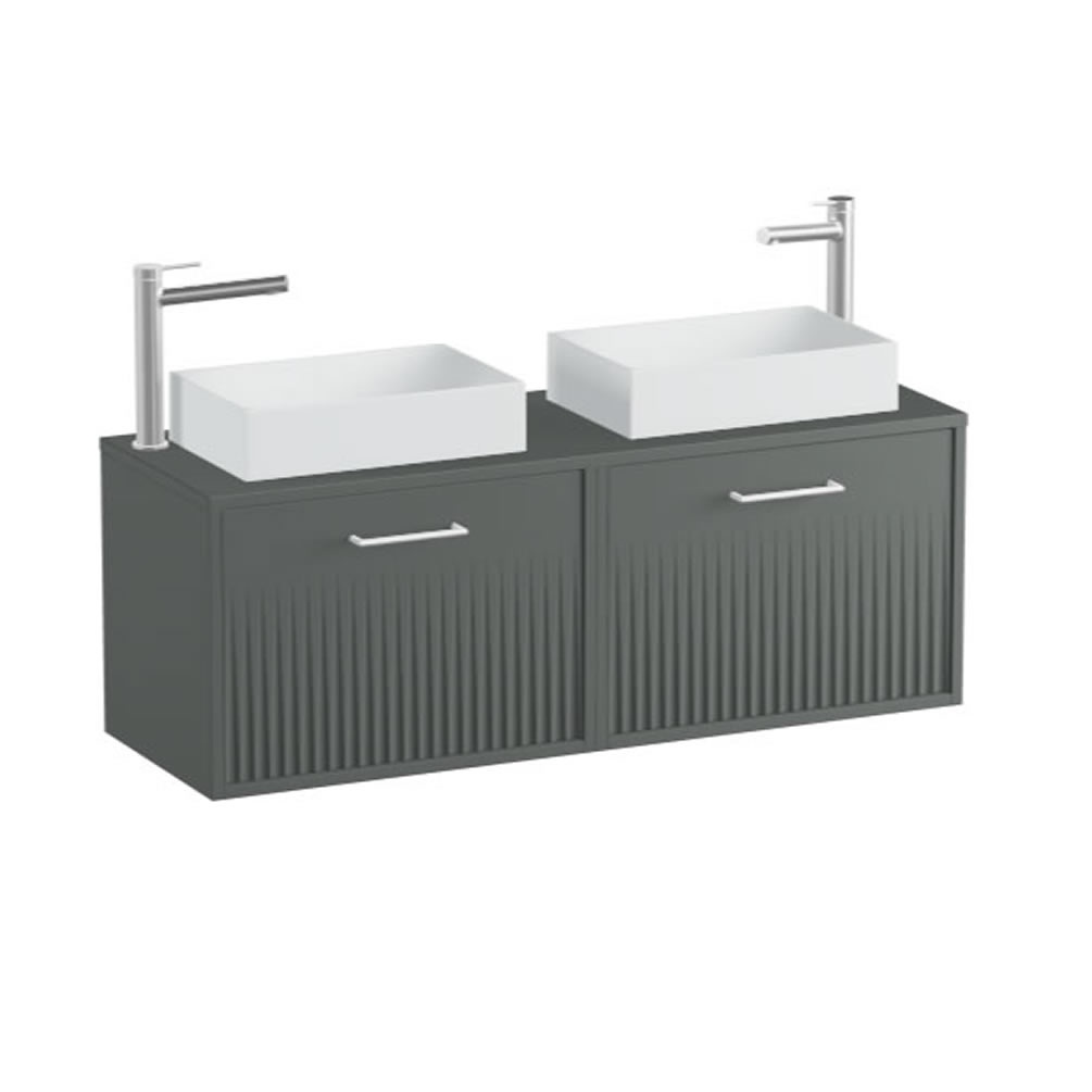 Vado Safari Fluted 1200mm Charcoal Grey Wall Hung Vanity Unit & Worktop