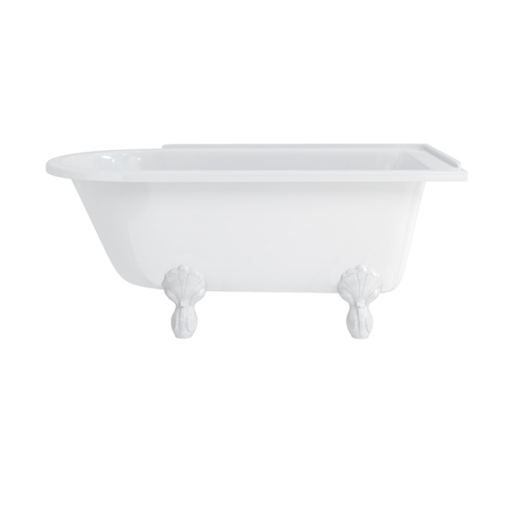 product cut out image of burlington hampton 1500 right hand shower bath with white luxury claw feet