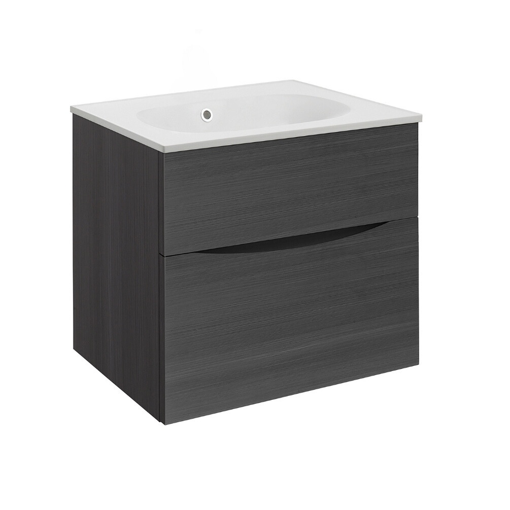 Product Cut out image of the Crosswater Glide II Steelwood 600mm Double Drawer Unit with Matt White 0 Tap Hole Basin