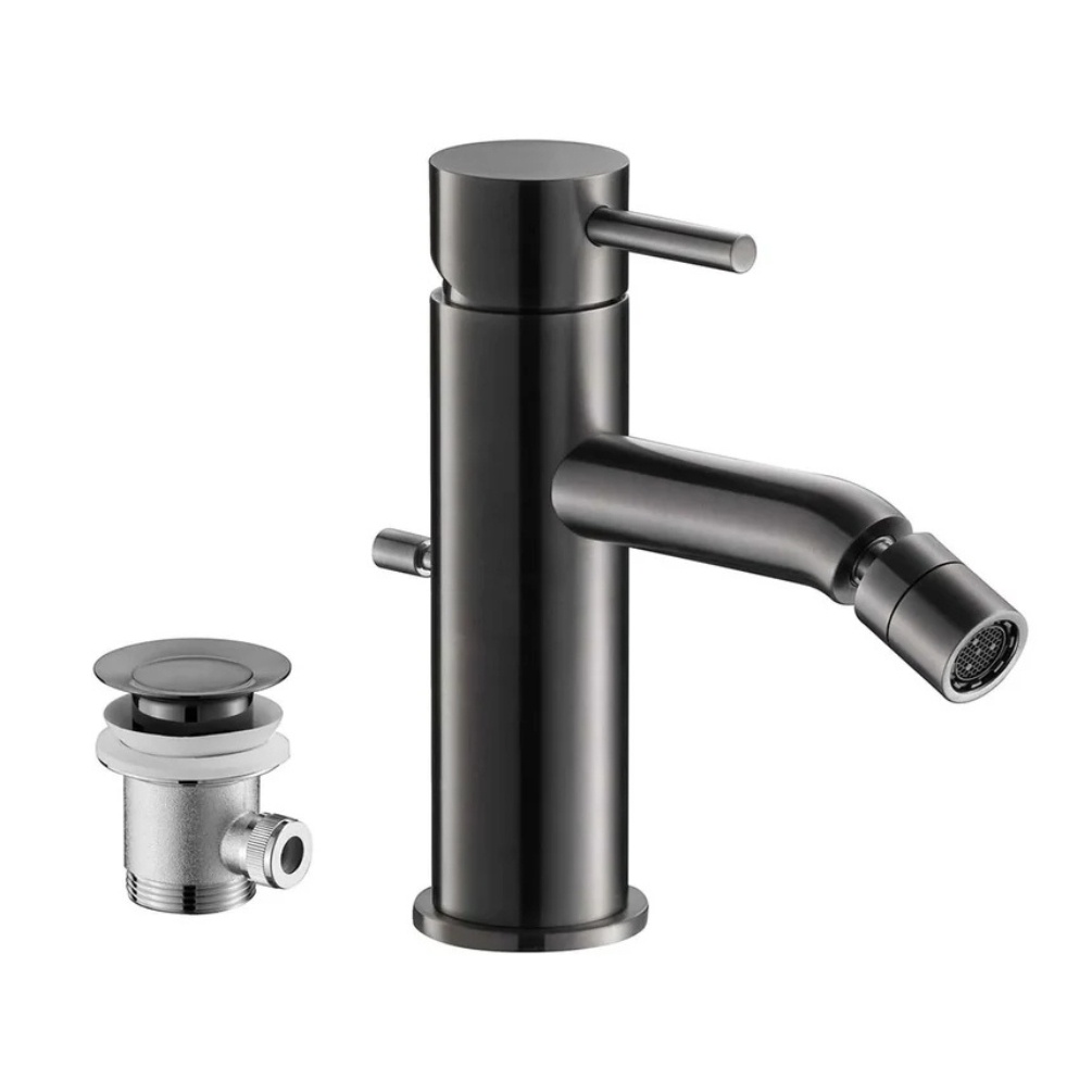 Image of JTP Vos Brushed Black Single Lever Bidet Mixer With Pop up Waste