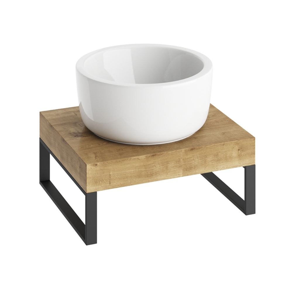 Product Cut out image of the Abacus Concept Cloud Halifax Oak 500mm Shelf with Matt Black Towel Hangers