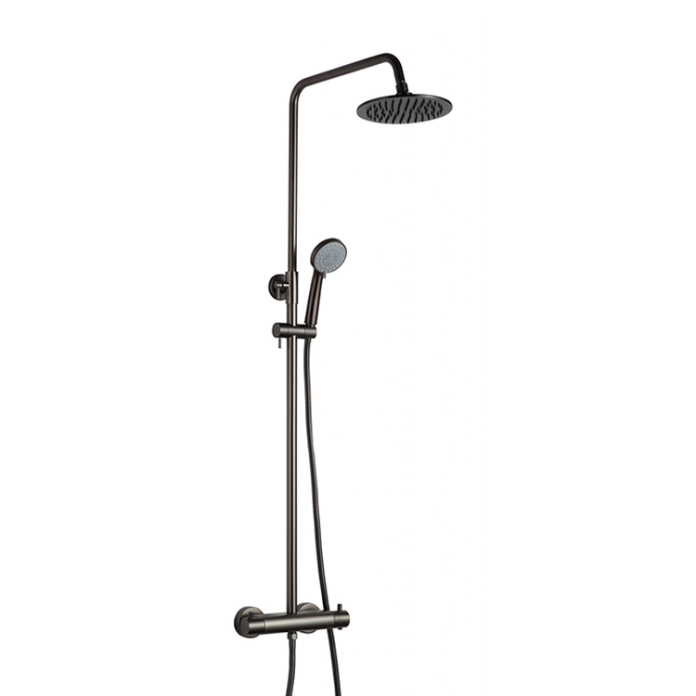 JTP Vos Brushed Black Thermostatic Exposed Bar Valve Shower Kit