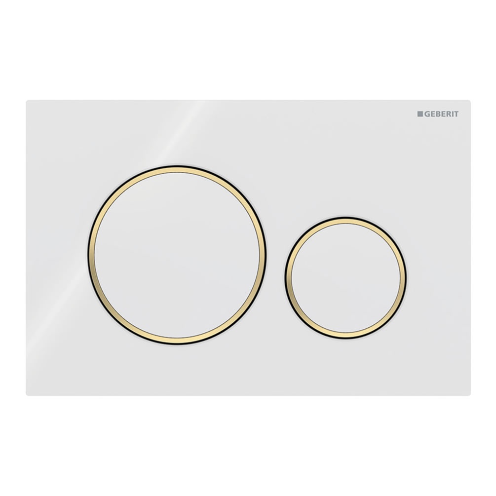 Cutout image of Geberit Sigma20 Round White / Gold Dual Flush plate