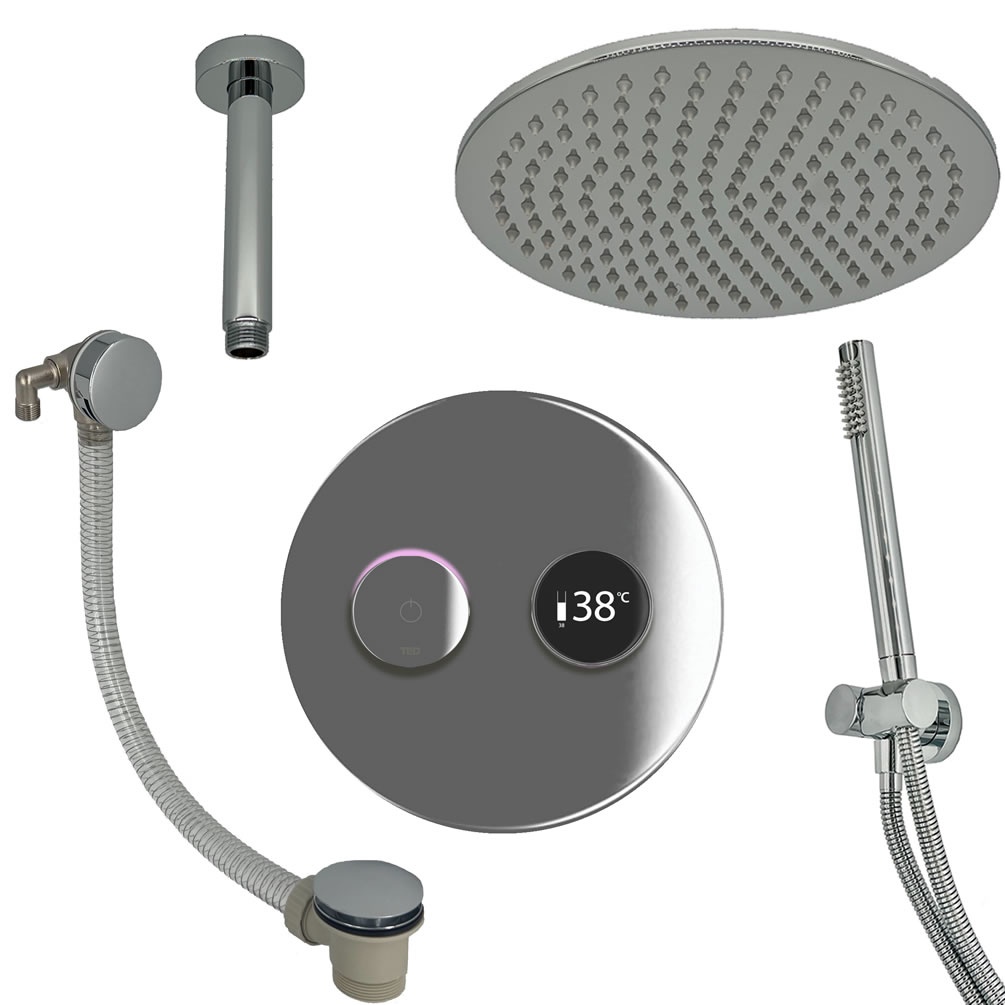 Cutout image of TED TOGO Chrome Triple Outlet Digital Shower Bath Set