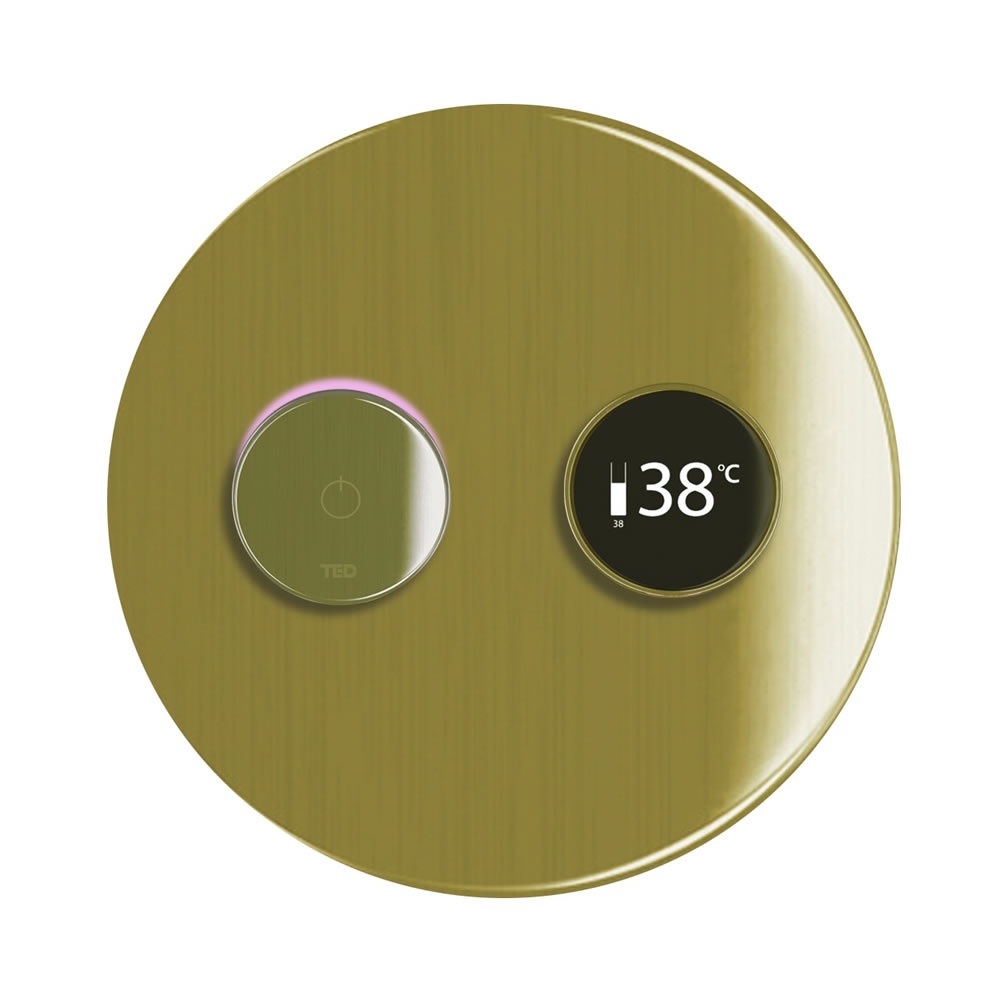 Cutout image of TED TOGO Brushed Brass Round Dual / Triple Outlet Digital Shower Valve