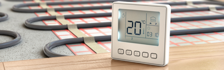 Close up image of thermostat for underfloor heating