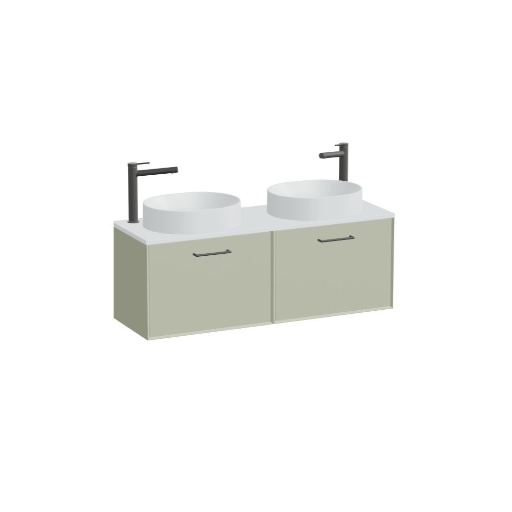 Vado Safari Smooth 1200mm Sage Green Wall Hung Vanity Unit & Arctic White Worktop