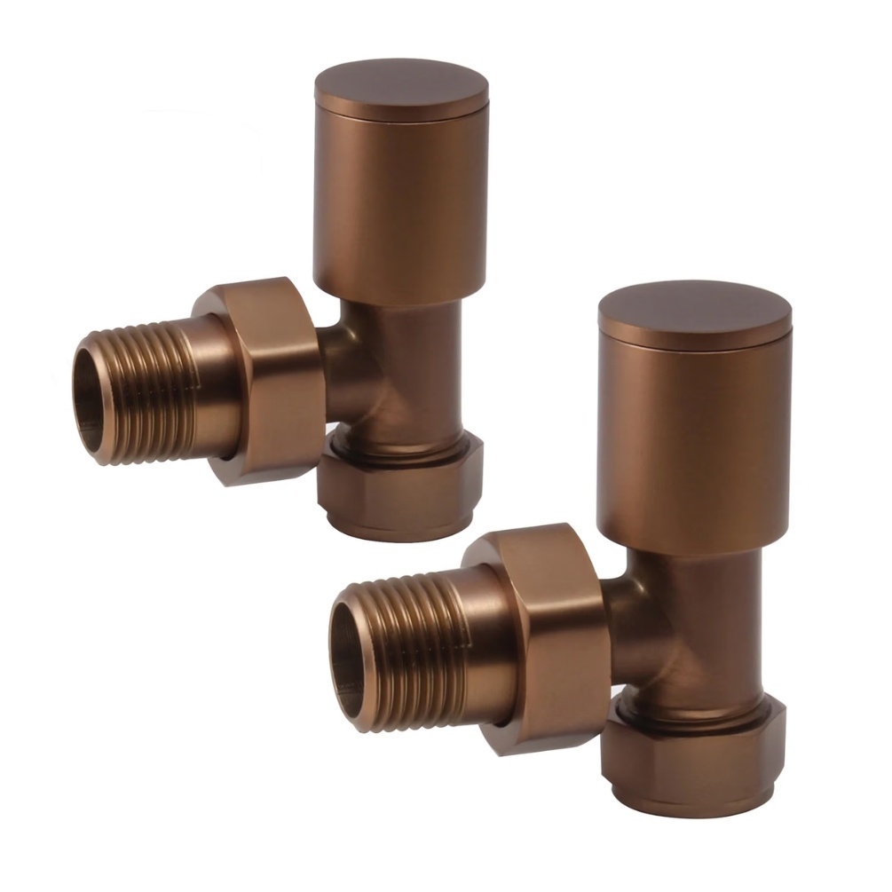 Crosswater Brushed Bronze Angled Towel Radiator Valves Cut Out