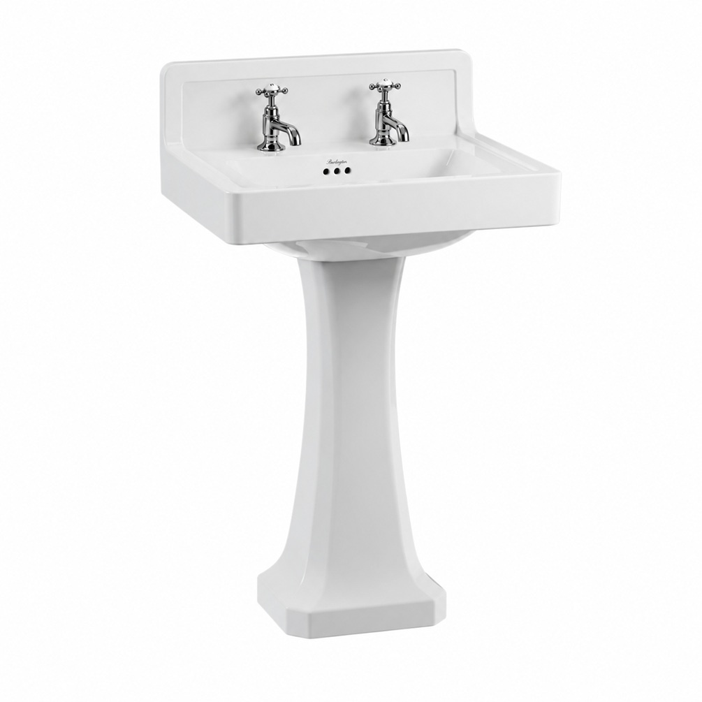 Product Cut out image of Burlington Contemporary Upstand 610mm Basin & Pedestal