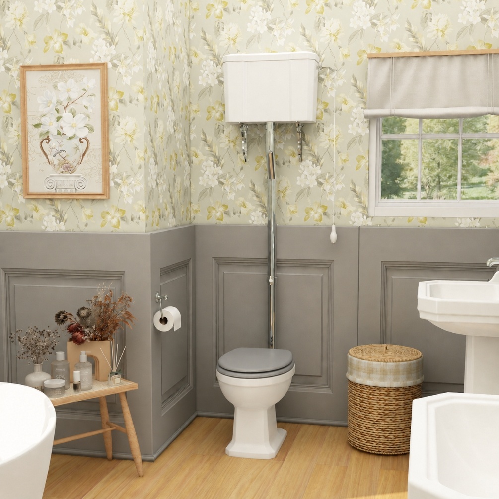 Imex Wyndham Open Back High Level Traditional Toilet GREY SEAT