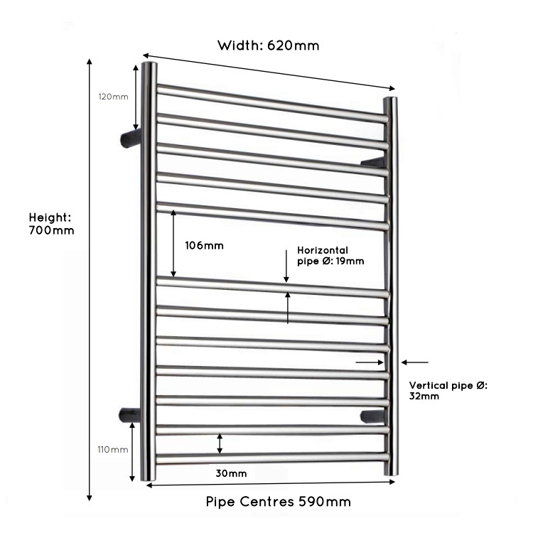 JIS Sussex Range Ouse Electric Towel Rail | Sanctuary Bathrooms