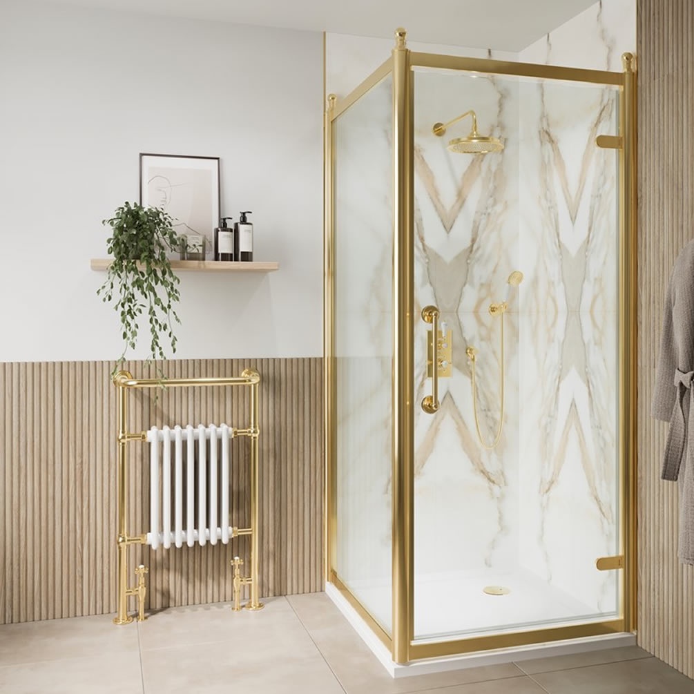 Burlington Classique 1850 Gold Hinged Shower Door & Side Panel