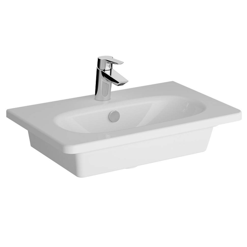 Product cut out image of VitrA Zentrum Wall Hung Vanity 1 Tap Hole White Basin 600mm
